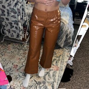 Miss Selfridge Cognac Faux Leather Trousers